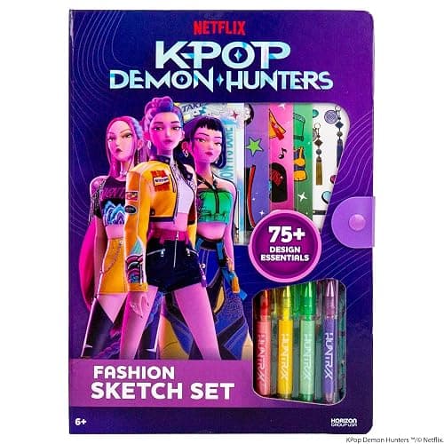 Kpop Demon Hunters™ Fashion Sketch Set, Includes Coloring Book, Gel Pens, Kpop Demon Hunters Stickers, Stencils & More, Great Girls Toys Age 6-8 thumbnail 8
