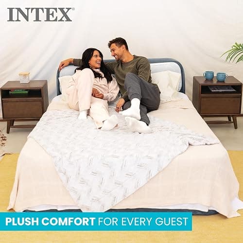 INTEX Dura-Beam 18" Queen Size Air Mattress with Built-in Headboard & Pump | 64447ED - Deluxe Ultra Plush Portable Inflatable Bed for Camping & Travel thumbnail 3