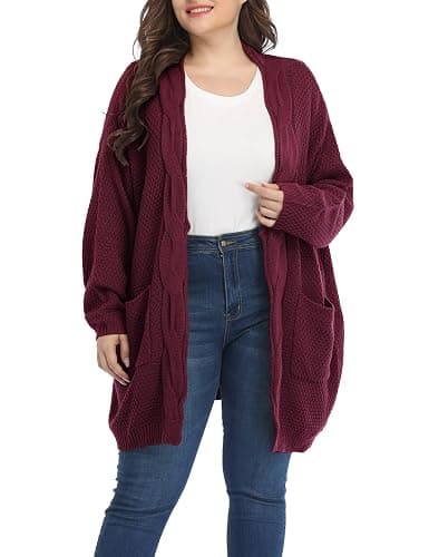 Shiaili Classic Plus Size Sweaters for Women Oversized Long Cardigans thumbnail 2