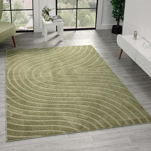 LUXE WEAVERS Modern Geometric Wave Green 9x12 Area Rug, Contemporary Stain Resistant Carpet - Image 1