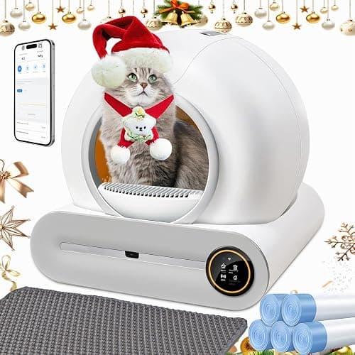 XQDKoon Litière autonettoyante pour chat avec 2 rouleaux de sacs poubelle et tapis de litière pour chat, contrôle par application pour plusieurs chats (A) thumbnail 2