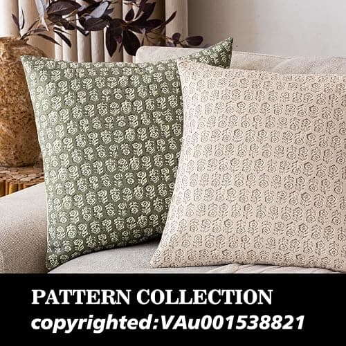 Foindtower Set of 2 Decorative Vintage Floral Print Throw Pillow Covers Neutral Modern Farmhouse Cushion Covers Boho Home Decor for Sofa Chair Couch Bedroom Living Room Outdoor,18×18 Inch,Sage Green thumbnail 4