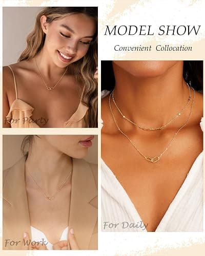 TOBENY Gold Necklace for Women Trendy 14K Gold Plated Dainty Bow Heart Cross Pendant Necklaces Cute Simple Pearl Diamond Paperclip Butterfly Italian Horn Choker Necklaces for Women Gift Jewelry thumbnail 3