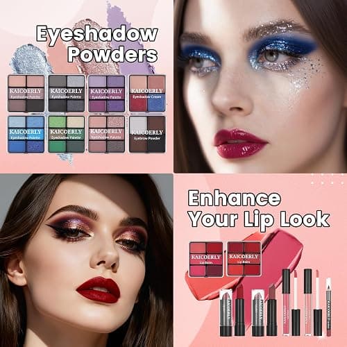 Makeup Kit for Women Girls, Fashionable Make Up Present Set for Beginners Professionals Traveler with Case, Makeup Essential with Eyeshadow Palette, Lip Gloss, Mascara,Foundation Face Primer(Pink) thumbnail 5