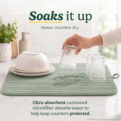 Cuisinart Dish Drying Mat for Kitchen Counter, 2-Pack XL 18"x24" | Ultra absorbent, quick-dry microfiber, machine washable countertop pad, safe for granite and quartz, ideal for large loads thumbnail 2