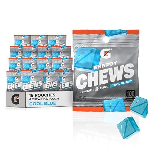 Gatorade Energy Chews, Cool Blue, Caffeine Free, B12, 1.06 oz - 100 Calorie Pouches, (16 Pack) - Image 1