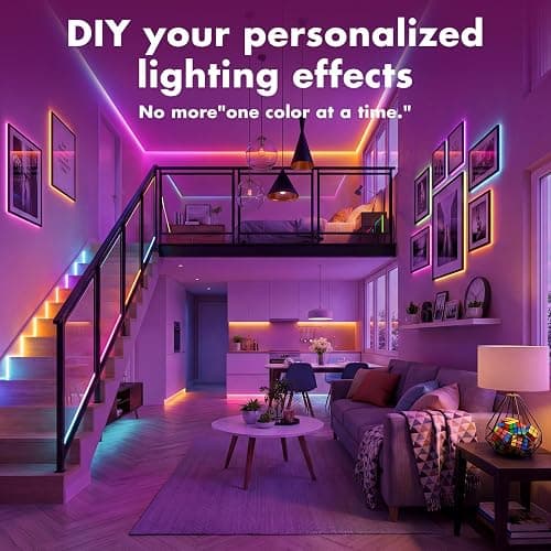 ERBTY IC Smart RGB LED Strip Lights, 65.6FT LED Lights for Bedroom, App Control/Remote Control, Music Sync, DIY Design, Rainbow Chasing Effects, Strip Lights for Home, Party Decor thumbnail 3