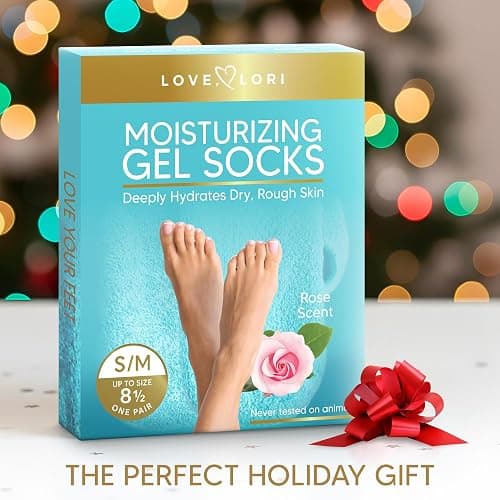 Moisturizing Socks - Gel Silicone Aloe Spa Socks (Up to Size 8.5) Infused with Vitamin E & JoJoba Oil - Self Care Gifts for Women, Spa Gifts for Women, Stocking Stuffers for Adults thumbnail 4
