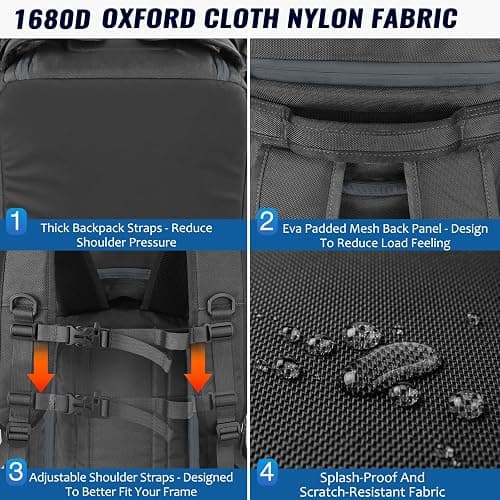 RESVIN Ski Boot Bag, 65L Durable Travel Backpack, 1680D Nylon Waterproof Snowboard Boot Bag, Skiing and Snowboarding Travel Luggage for Helmet, Goggles, Gloves, Outerwear & Accessories thumbnail 7