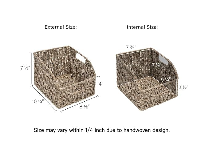 StorageWorks Wicker Baskets for Organizing, Pantry Organizers and Storage, Seagrass Storage Basket for Pantry Shelves, Kitchen Counter, Natural, 2 Pack thumbnail 3