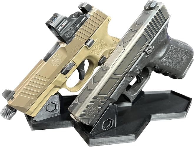 Universal Pistol Mount - Picatinny & Polymer Frame - Underrail Mounting System. 9mm .40 .45 Handgun Mount Display Rack - Made in USA thumbnail 2