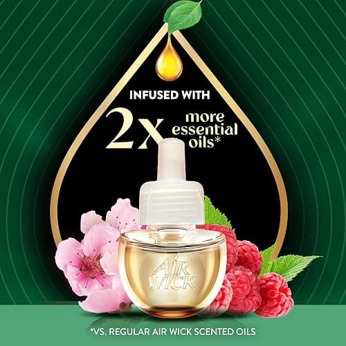 Air Wick Plug-In Scented Oil Refills, 4 Count, Cherry Blossom & Raspberry, Air Fresheners, Essential Oils thumbnail 3