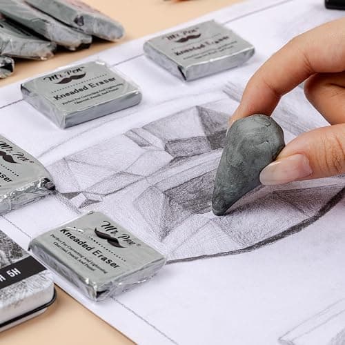 Mr. Pen- Kneaded Erasers, 1.37" x 1.7", 24 Pack, Gray, Soft Moldable Art Erasers for Charcoal, Graphite & Pastel Drawing, Precision Highlighting, Smudge Control, Easy Shaping for Artists & Students thumbnail 2