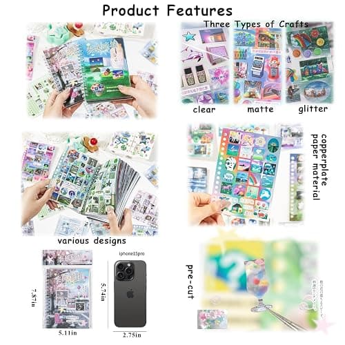 Japanese Stickers for Journaling Supplies,Scenery Japanese Sticker Book | 600+,30 Sheets Decorative Scenery Sentences Japanese Sticker Book for Scrapbooking,Junk Journal Supplies, DIY Crafts thumbnail 7