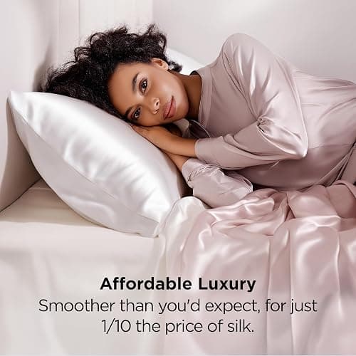 Bedsure Satin Pillow Case Queen Size 2 Pack - Similar to Silk Pillow Cases, White Pillowcases for Hair and Skin with Envelope Closure, Gifts for Women, 20x30 Inches thumbnail 5