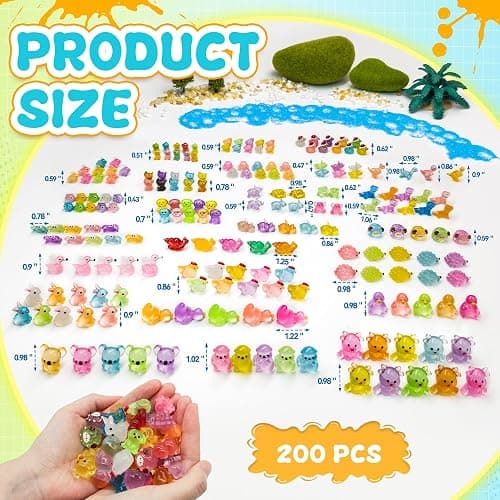 Tardigrade 200pcs Luminous Mini Resin Animals, Tiny Mini Animal Figures to Hide, Miniature Figurines Glow in The Dark Variety Micro Landscape for Potted Plants Garden Aquariums Dollhouse Gift Package thumbnail 2