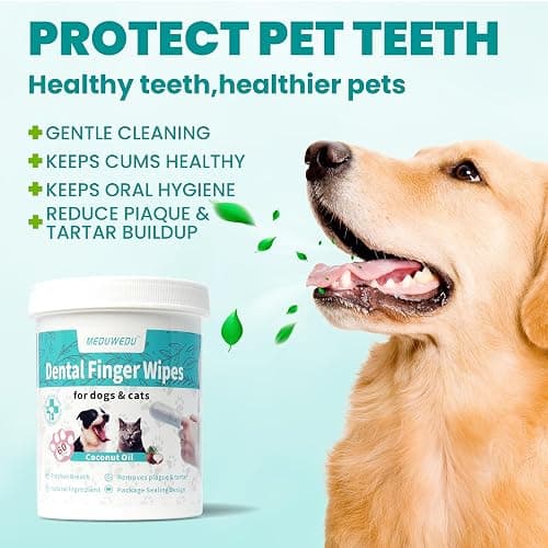 MEDUWEDU Dental Care Finger Wipes 60 Counts,Teeth Cleaning Finger Wipes for Dogs & Cats,Reduces Plaque & Supports Oral Freshness, Coconut Scent thumbnail 2