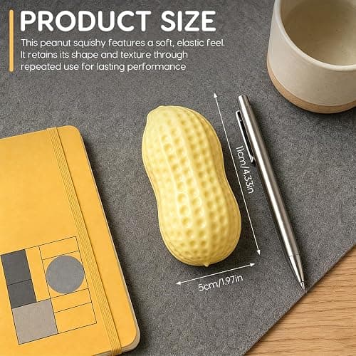 MEQUEQ Peanut Squeeze Squishies, Slow Rising Anti-Anxiety Fidget Toy | Soft Squeezable Peanut for Relief Hand Relax, Work & Home Use (PU) thumbnail 2