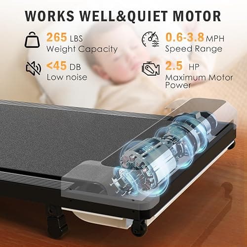 JURITS Walking Pad 2 in 1 for Walking and Jogging, Under Desk Treadmill for Home Office with Remote Control, Portable Walking Pad Treadmill in LED Display thumbnail 2