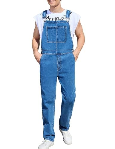 Yuanbang Overalls for Men Fashion Coveralls Work Utility Denim Women Bib Jumpsuit with Pockets - Image 1