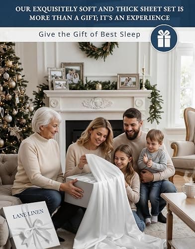 LANE LINEN 100% Egyptian Cotton Full Size Bed Sheets, Soft & Comfy Luxury Hotel Style Thick Full Size Sheets, Fully Elasticized Reinforsed Seams No Pill Natural Cooling - White Sheets thumbnail 3