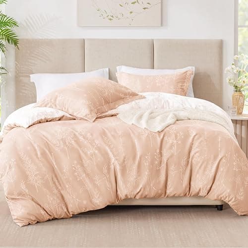 Love's cabin Dusty Rose Pink Twin Comforter Set - Twin XL Size Comforter Set Dorm Bedding, 2 Pieces Cute Floral Bedding, Reversible Flowers Comforter, 1 Comforter & 1 Pillow Sham thumbnail 2