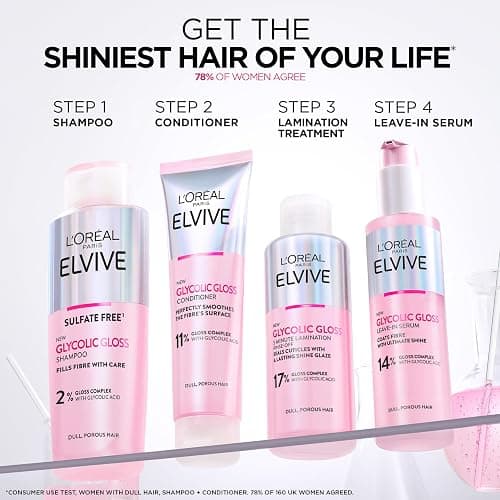 L'Oréal Paris Hair Serum For Dull Lifeless Hair, Elvive Glycolic Gloss Leave-In Treatment With 14% Gloss Complex, Fills Hair Fibres For Smoothness And Heat Damage Protection With Mirror Shine, 150ml thumbnail 6