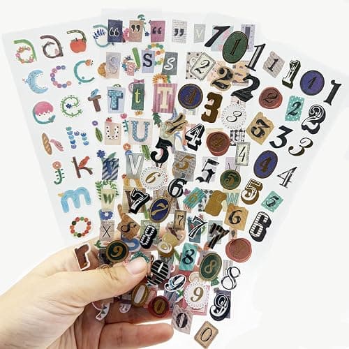 Dmopipp 347PCS Vintage Stickers, 6 Sheet Scrapbook Stickers Graffiti, Cute Vintage Letters Numbers Self Adhesive Decals Scrapbooking Supplies for Diary DIY Art Album Paper Crafts thumbnail 8