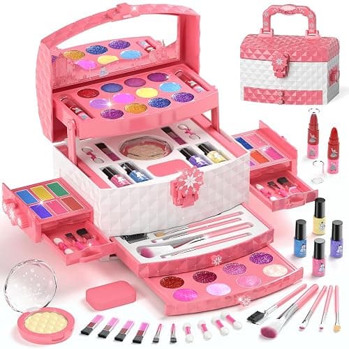 SOFIA-PERRYHOME Kids Makeup Set for Girl 56 Pcs Washable Real Cosmetic, Non-Toxic Frozen Toys Toddler Makeup Kit, Princess Dress up Christmas & Birthday Girl Gift for 3 4 5 6 7 8 9 10 11 12 Year Old Girls - Image 1
