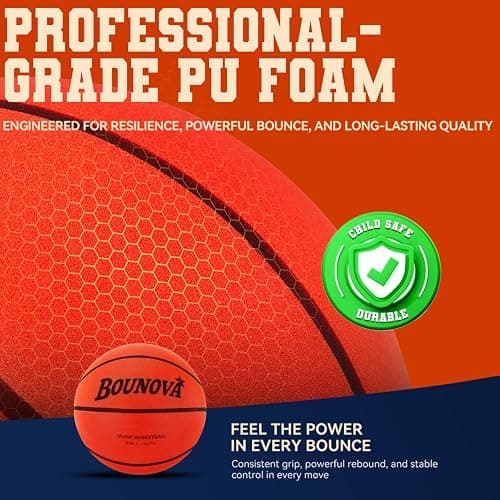 BOUNOVA Silent Basketball | Real Feel Powerful Bounce | Elegant Gift Box Packaging | Durable Pro-Grade PU Foam | Indoor Basketball for Quiet Dribbling & Training thumbnail 7
