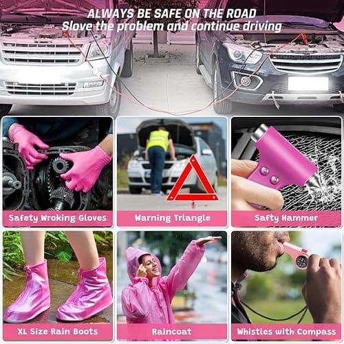 298PCS Roadside Emergency Car Kit- Car Emergency Kit with Jumper Cables, Roadside Emergency Kit for Vehicles, Emergency Car Kit, Car Safety Kits, Gloves,Tow Strap,Tool Kit,Reflective Warning Triangle thumbnail 5