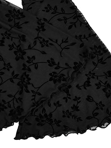 Verdusa Women's Gothic Clothes Y2K Mesh Long Bell Sleeve Crop Tops Country Concert Outfits Boho Tops thumbnail 6