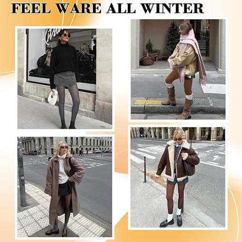 UniikStuff Fleece Lined Tights Women,Warm Pantyhose leggings Women,Fake Translucent Thermal Tights for Winter thumbnail 6