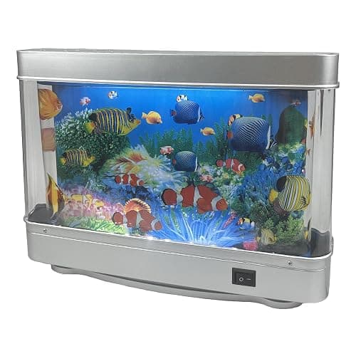 Tokenkuko Fake Fish Tank Mini Aquarium,Artificial Tropical Fish Decorative,Fake Aquarium Decorative Lamp,Aquarium Lights Motion Lamp Night Light with Moving Fish,Gift for Kids(US Plug) thumbnail 5