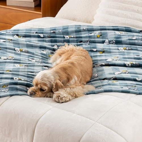 Berkshire Blanket Peanuts® VelvetLoft® Cute Character Snoopy Plush Throw Blanket,Peanuts Snoopy Everyday Buffalo Plaid Navy Tonal,Throw 55 in x 70 in (Official Peanuts® Product) thumbnail 6