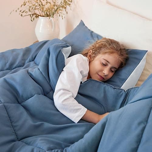 Exclusivo Mezcla Lightweight Reversible Twin Size Comforter Set, Down Alternative Comforter with 1 Pillow Sham, Twin Size Bedding Set for All Seasons, Bluish Grey thumbnail 5