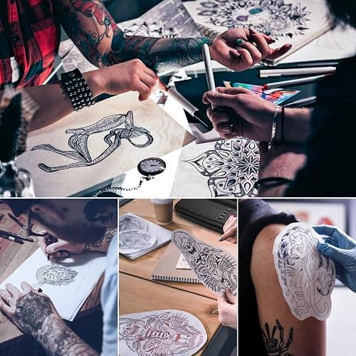 MOKOHOA Tattoo Transfer Paper, 100 Sheets Tattoo Stencil Paper, Stencil Paper for Tattooing- A4 Sizes, Tattoo Stencil Kit, Carbon Tracing Pape,4 Layers Thermal Transfer Paper DIY Tattoo thumbnail 5