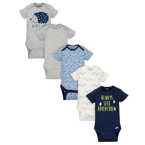 Gerber baby-boys 5-pack Short Sleeve Variety Onesies Bodysuits - 0-3 Months - Hedgehog