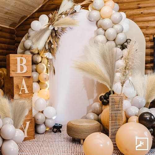 ZIFTY 6-Pcs 17" Pampas Grass Faux Pompas Fluffy Artificial Fake Flower Boho Decor for Vase Filler Ins Style Modern Home Wedding Decorations (Beige Mixed) thumbnail 7