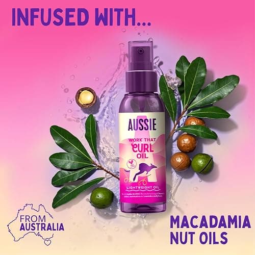 Aussie Work That Curl Lightweight Oil 100ml. Multi-Tasking Hair Serum to Boost Shine, Moisturise and Nourish Curly Hair. Infused with Jojoba Seed Oil. Vegan and Cruelty-Free thumbnail 4