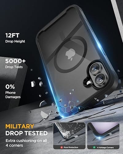 Miracase Magnetic for iPhone 16 Plus Case Full-Body Phone with Built-in Glass Screen Protector, [Compatible with MagSafe] Military Drop Proof 16 Plus Cover Bumper 6.7 inch, Black thumbnail 5