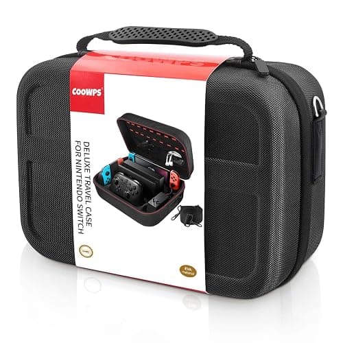 COOWPS Switch Case for Nintendo Switch and Switch OLED Model, Portable Full Protection Carrying Travel Bag with 18 Game Cards Storage for Switch Console Pro Controller Accessories Black thumbnail 8