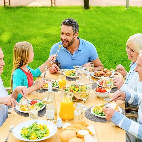 BIPASION Placemats, Heat-Resistant Round Place Mats Set of 6 for Dining Table, Waterproof, Washable Table Placemat - Premium Wipeable Leather Placemats as Stylish Home Decor, Grey thumbnail 7