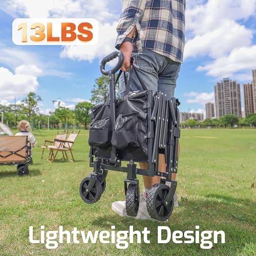 Golabs Collapsible Wagon Cart Max 350lb Load & Expandable Storage 100L, Double Bearing Design for Flexible Steering, Foldable Heavy Duty Garden Cart with 2 Cup Holders for Groceries, Garden & Camping thumbnail 9