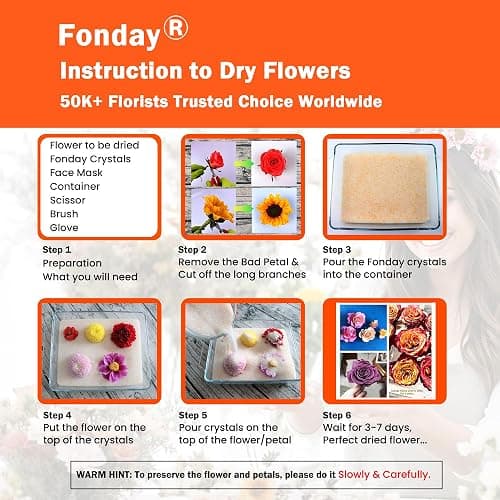 Fonday Silica Gel Flower Drying Crystals for Wedding Bouquet Preservation Color Indicating Reusable Bead Size Less Than 1mm (7LBS 3-in-1 with Gloves and Mask) thumbnail 8