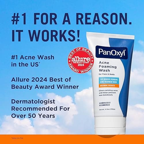 PanOxyl Acne Foaming Wash Benzoyl Peroxide 10% Maximum Strength Antimicrobial, 5.5 Oz - 5.5 Ounce (Pack of 1) thumbnail 5
