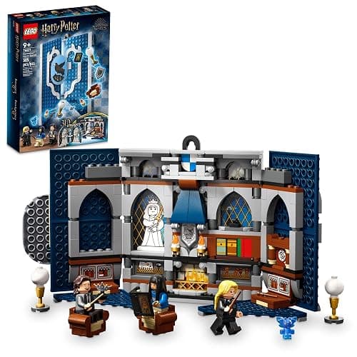 LEGO Harry Potter Ravenclaw House Banner Building Kit 76411-3D Harry Potter Room Wall Decoration, Great Gift Set for Boys Girls Kids, Hogwarts Castle Common Room, Luna Lovegood Minifigure and Wands - Image 1