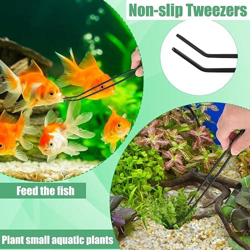 Liveek Aquarium Aquascape Tools Kit, 4 in 1 Anti-Rust Aquatic Plant Aquascaping Tool Stainless Steel Black Tweezers Scissors Spatula for Aquarium Tank Clean Fish Tank Aquascape Tools Sets (Black) thumbnail 5