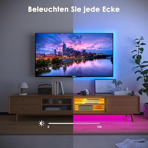 HOVVIDA LED Strip 5M, 30 LEDs/Meter, 1x5M, 150 LED, RGB LED Streifen, APP und Fernbedienung, Musikmodus, Timing-Modus, LED für Zimmer, Wohnzimmer, Küche, Schlafzimmer, Bar, Party thumbnail 5