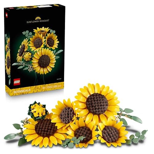LEGO Botanicals Sunflower Bouquet - Artificial Flowers Set for Adults - Faux Sunflowers & Eucalyptus Stems for Living Room or Bedroom Decor - DIY Gift Idea for Women - 11502 - Image 1